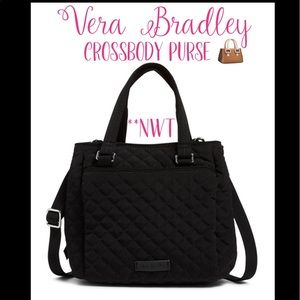 Vera Bradley, Black, Original Quilt-Design, Compact Crossbody Purse, NWT!
